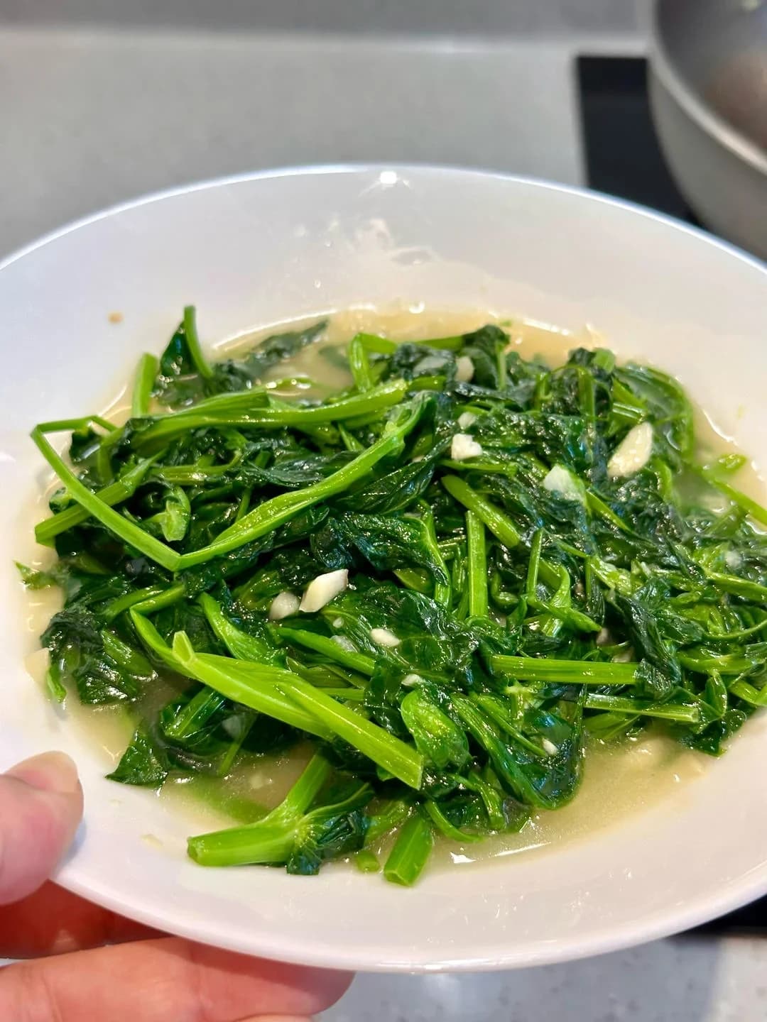 Finished Garlic Sautéed Pea Shoots (Quick & Easy) dish photo