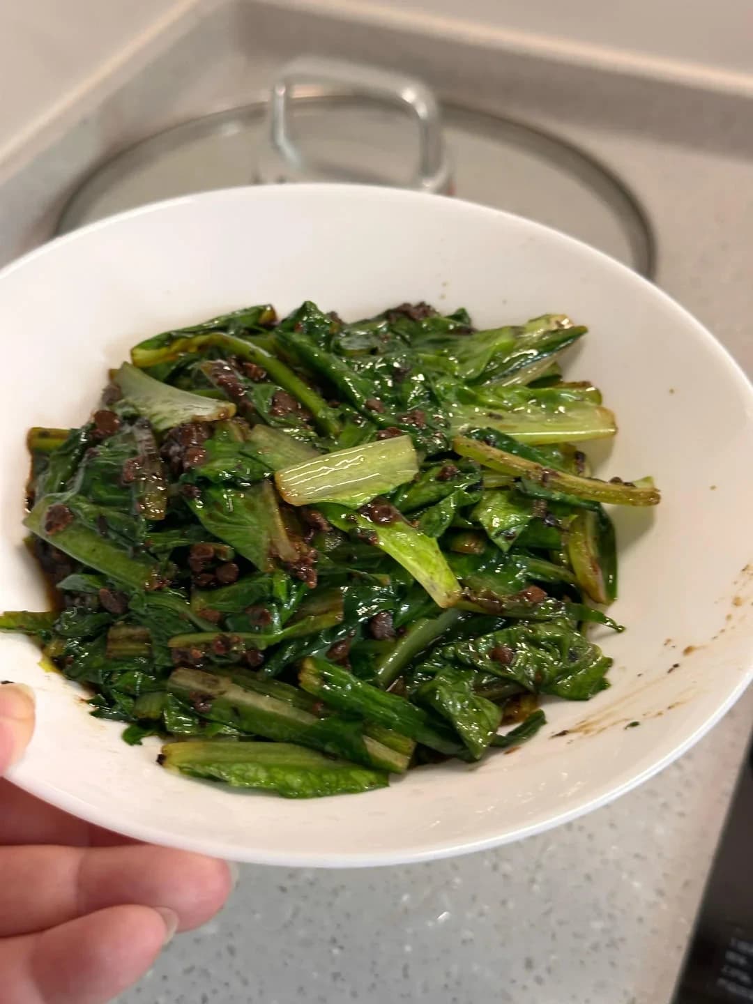 Finished Stir-fried Indian Lettuce with Fermented Black Beans (Quick & Easy) dish photo
